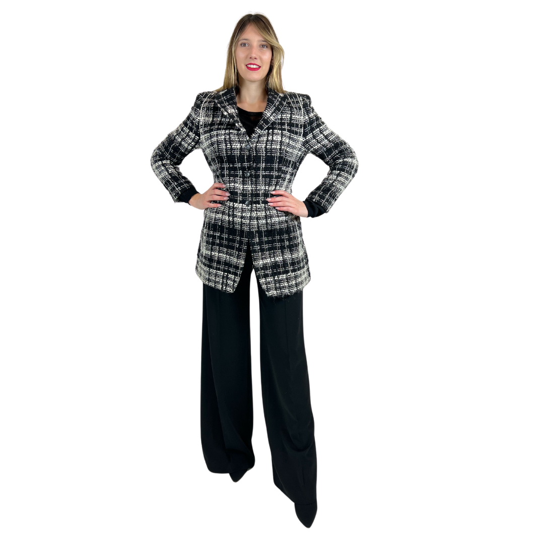 Tagliatore cappotto sfoderato nero e bianco check