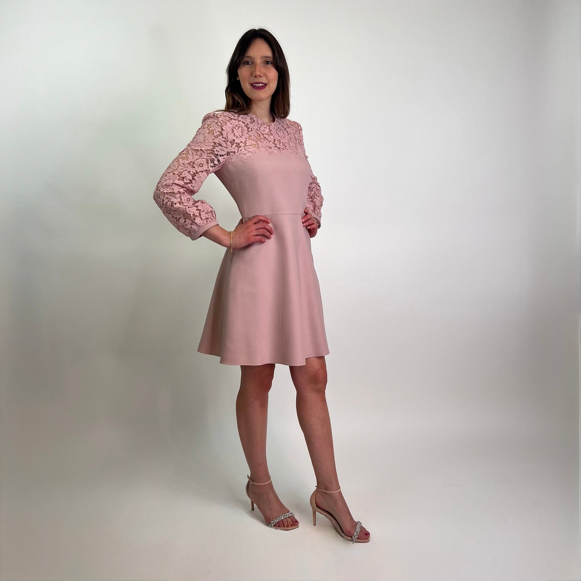 VALENTINO Abito rosa pallido con inserti in pizzo