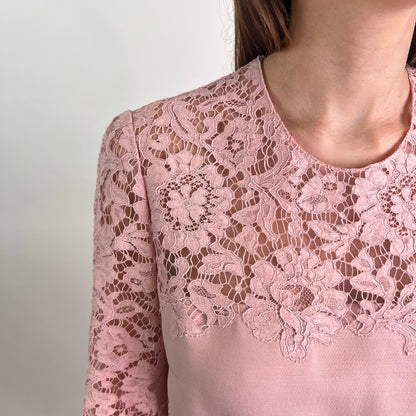 VALENTINO Abito rosa pallido con inserti in pizzo