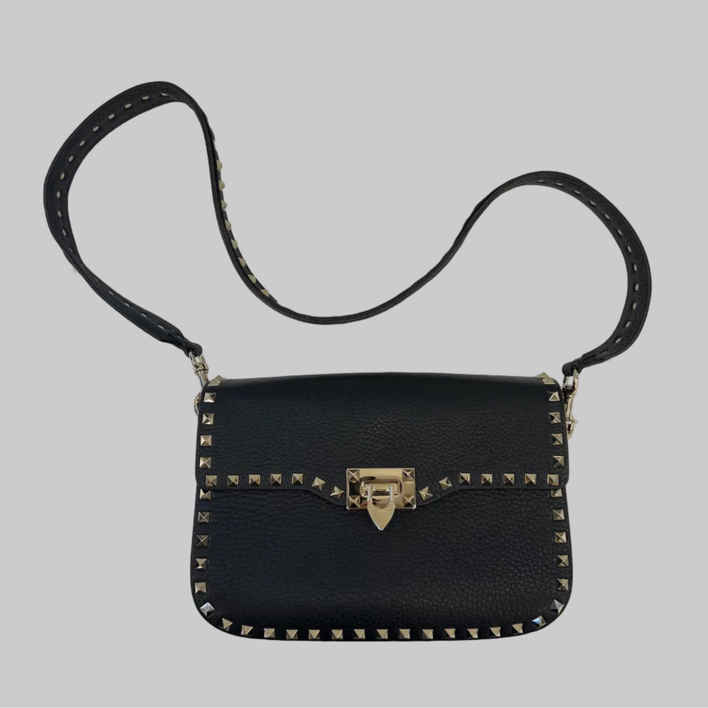 VALENTINO Borsa pelle nera "Rockstud Guitar Rolling"