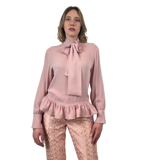 VALENTINO Casacca rosa con fiocco e volant
