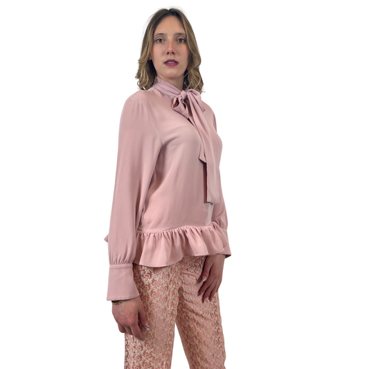 VALENTINO Casacca rosa con fiocco e volant