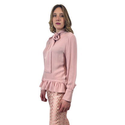 VALENTINO Casacca rosa con fiocco e volant