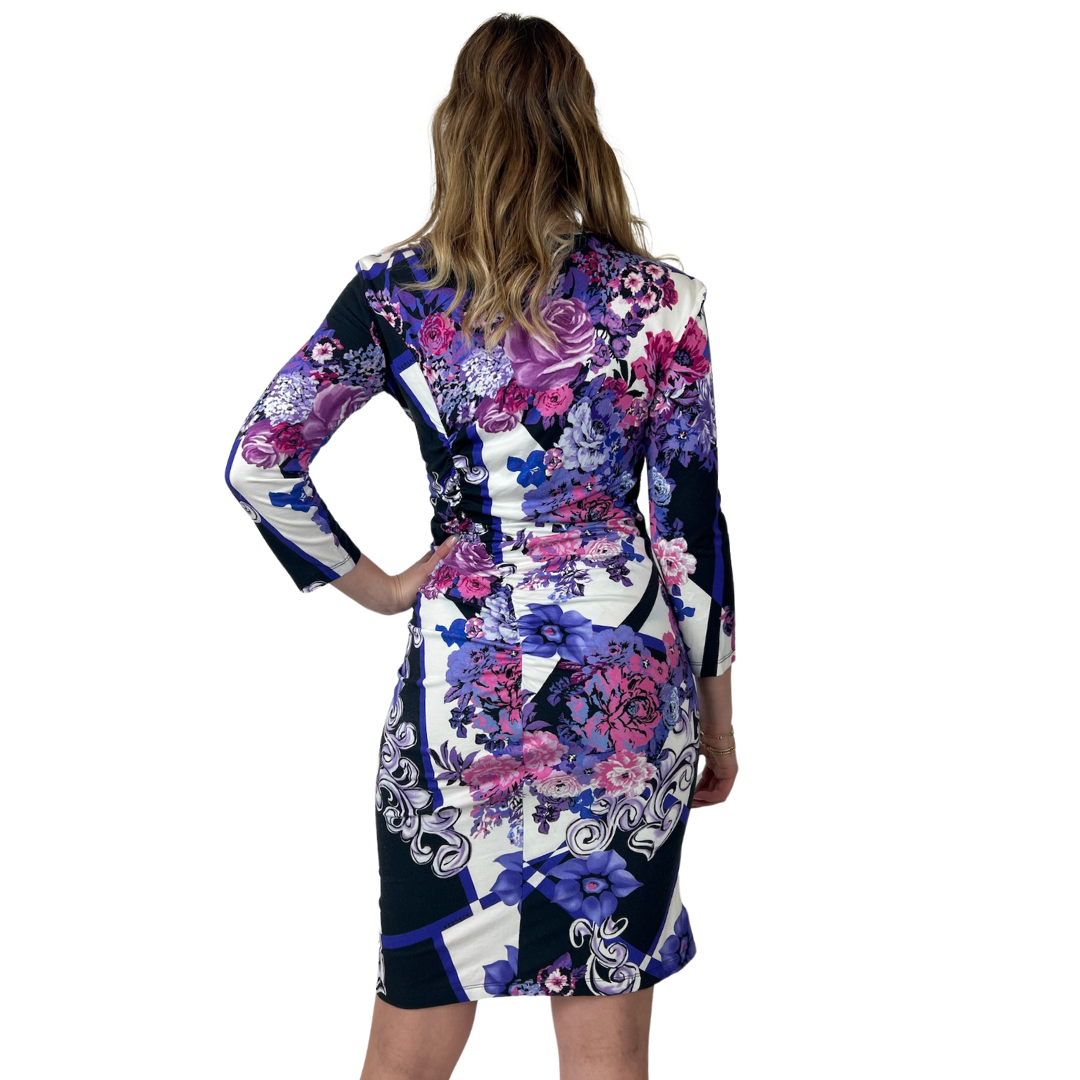VERSACE Abito tubino fiorato viola