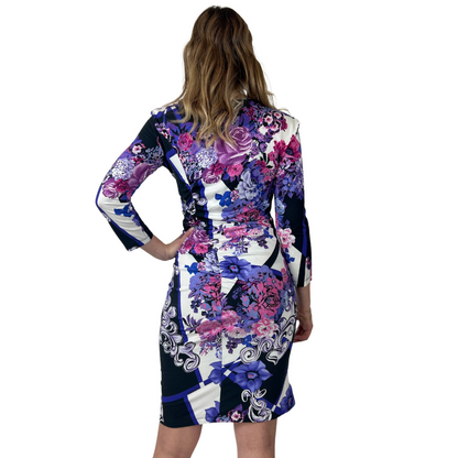 VERSACE Abito tubino fiorato viola