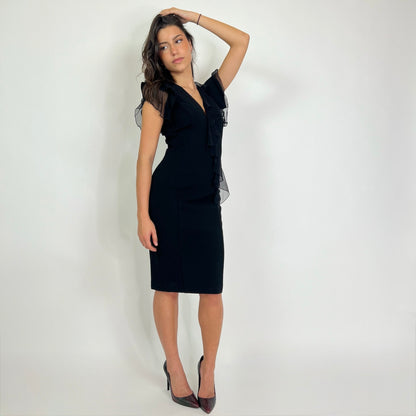 VERSACE Abito tubino nero tessuto strech con zip posteriore