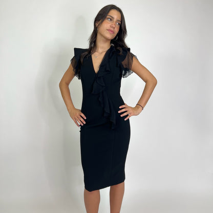 VERSACE Abito tubino nero tessuto strech con zip posteriore