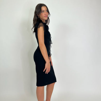 VERSACE Abito tubino nero tessuto strech con zip posteriore