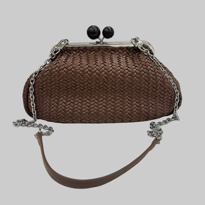 WEEKEND MAX MARA Borsa "Pasticcino" in pelle intrecciata color cioccolato