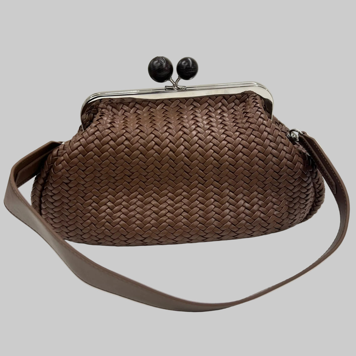 WEEKEND MAX MARA Borsa "Pasticcino" in pelle intrecciata color cioccolato