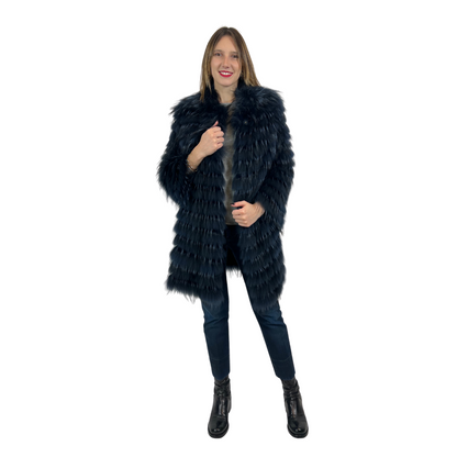 YVES SALOMON Cappotto in pelliccia di volpe blu