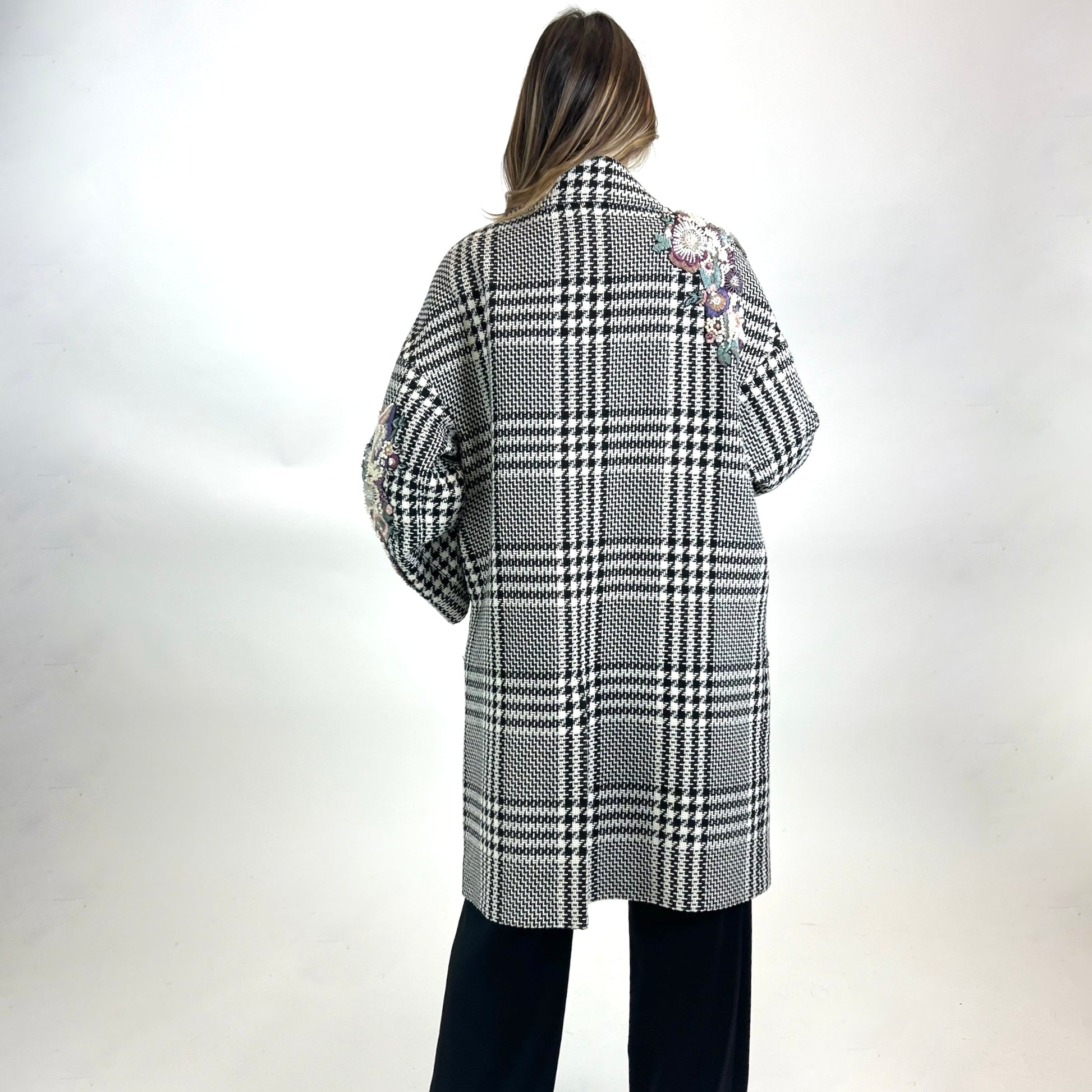 ZUHAIR MURAD Cappotto pied de poule con ricami gioiello