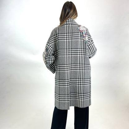 ZUHAIR MURAD Cappotto pied de poule con ricami gioiello