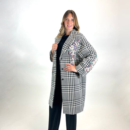 ZUHAIR MURAD Cappotto pied de poule con ricami gioiello