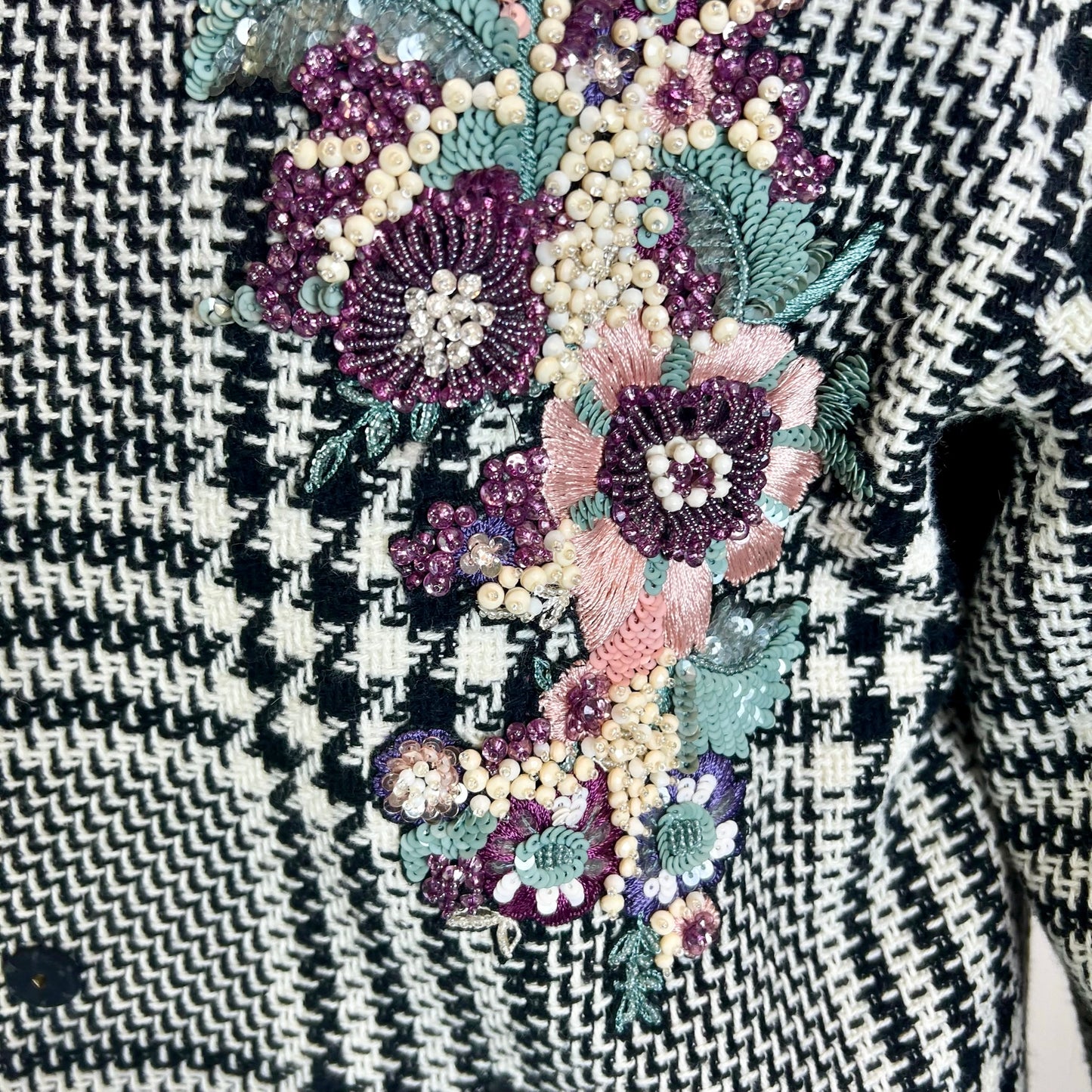ZUHAIR MURAD Cappotto pied de poule con ricami gioiello