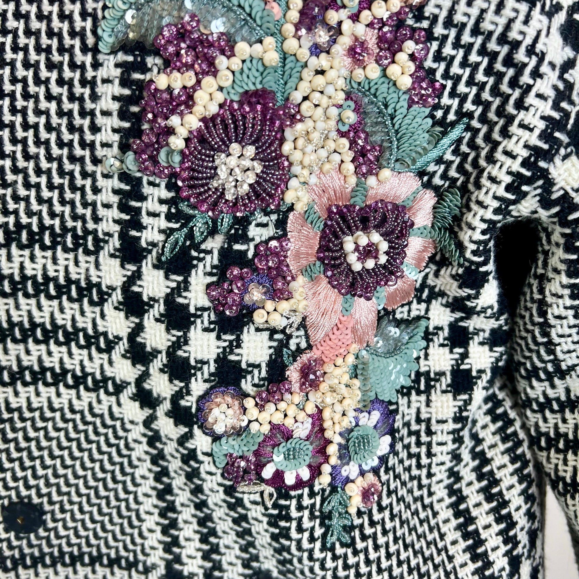 ZUHAIR MURAD Cappotto pied de poule con ricami gioiello