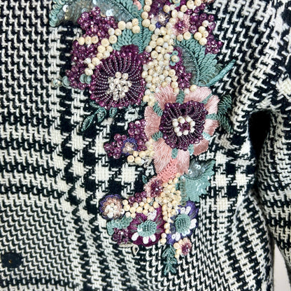 ZUHAIR MURAD Cappotto pied de poule con ricami gioiello