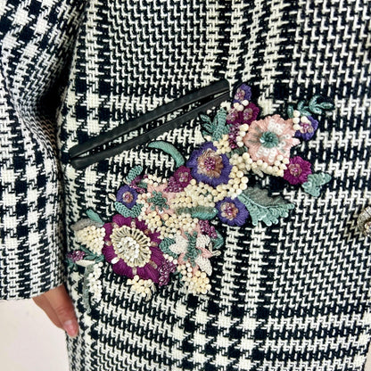 ZUHAIR MURAD Cappotto pied de poule con ricami gioiello