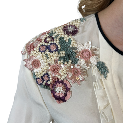 ZUHAIR MURAD Casacca in seta panna con ricami di perline