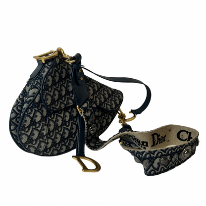 Christian Dior Saddle bag jacquard blu