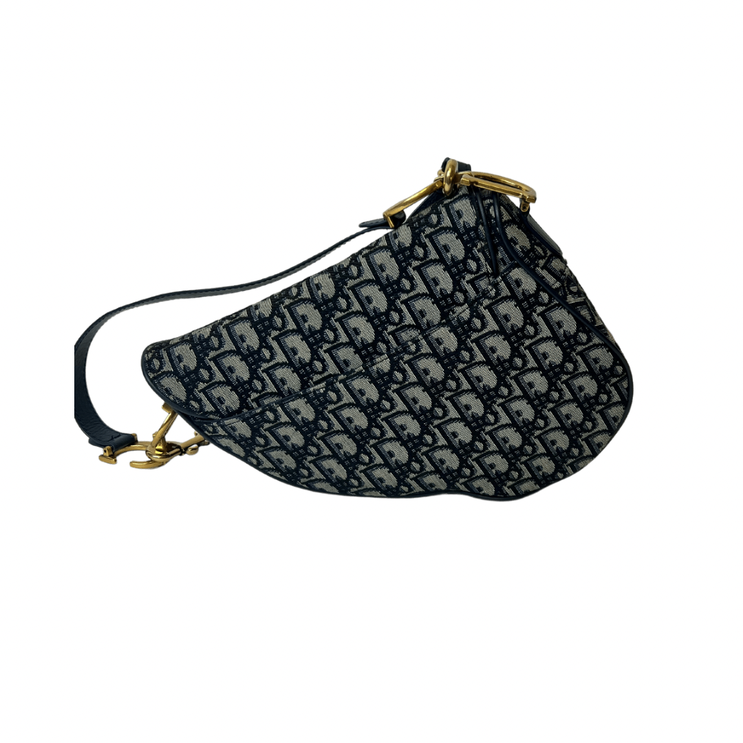 Christian Dior Saddle bag jacquard blu