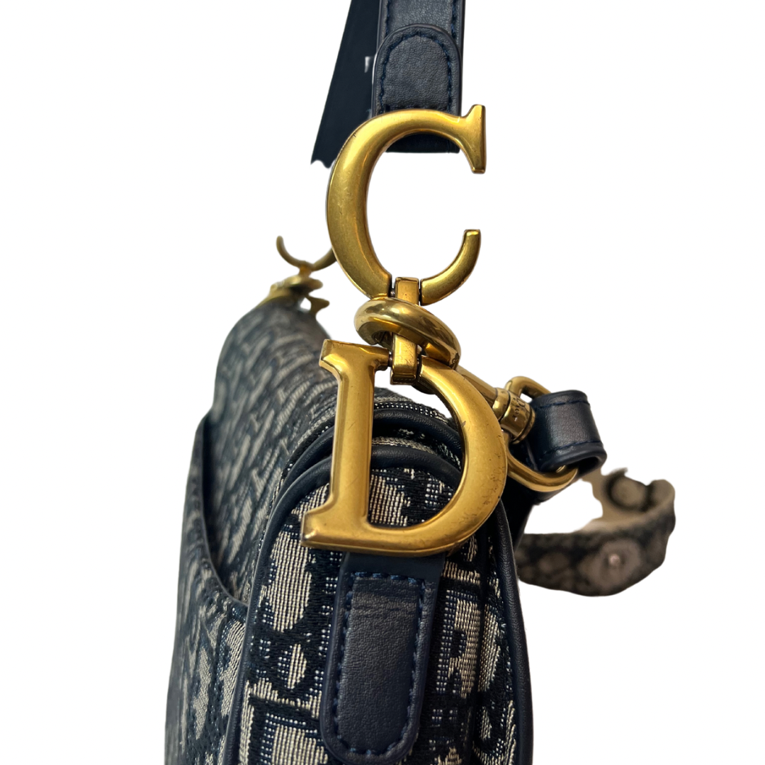 CHRISTIAN DIOR Borsa Saddle Jacquard blu boutiquepelfini