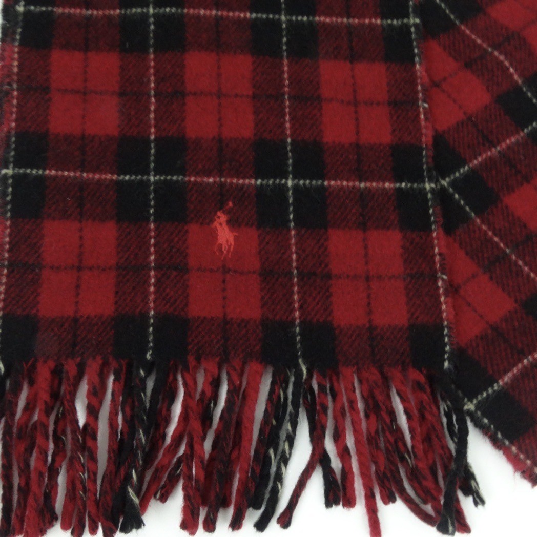 SCIARPA POLO RALPH LAUREN CHECK ROSSO SCURO E NERO