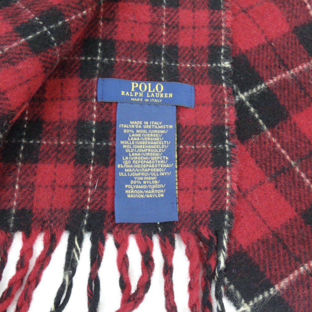 SCIARPA POLO RALPH LAUREN CHECK ROSSO SCURO E NERO