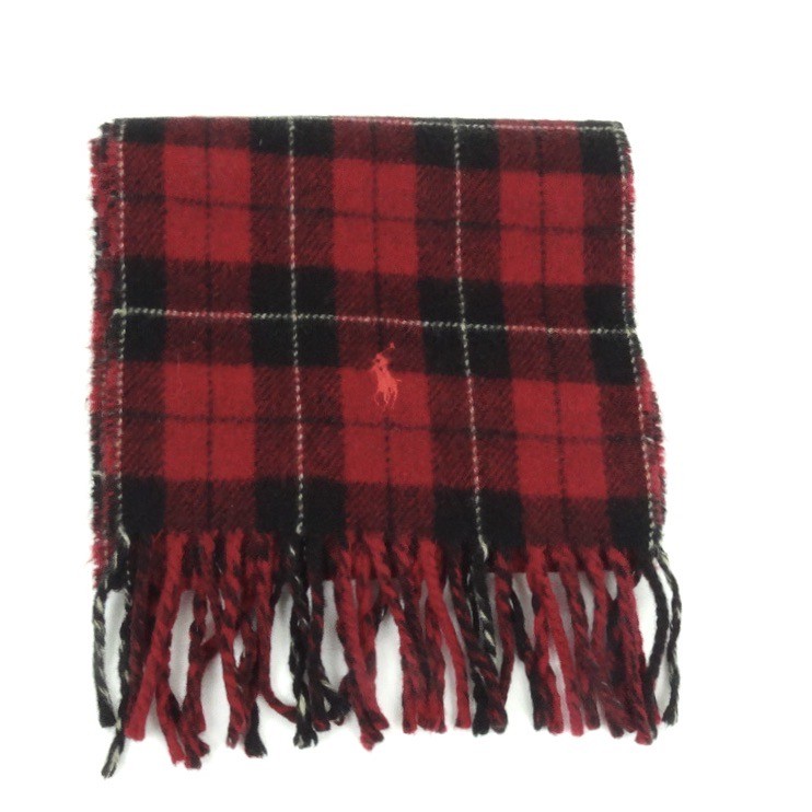 SCIARPA POLO RALPH LAUREN CHECK ROSSO SCURO E NERO