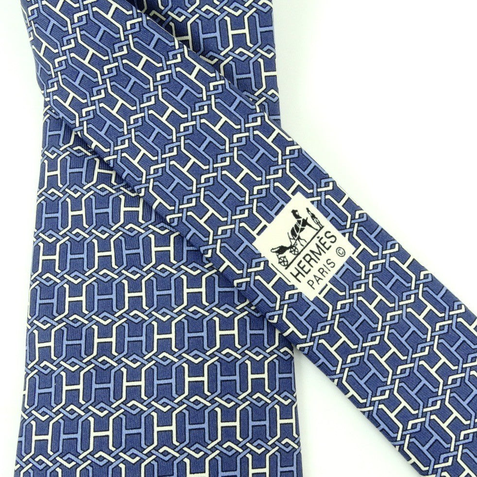Cravatta Hermes azzurra e bianca