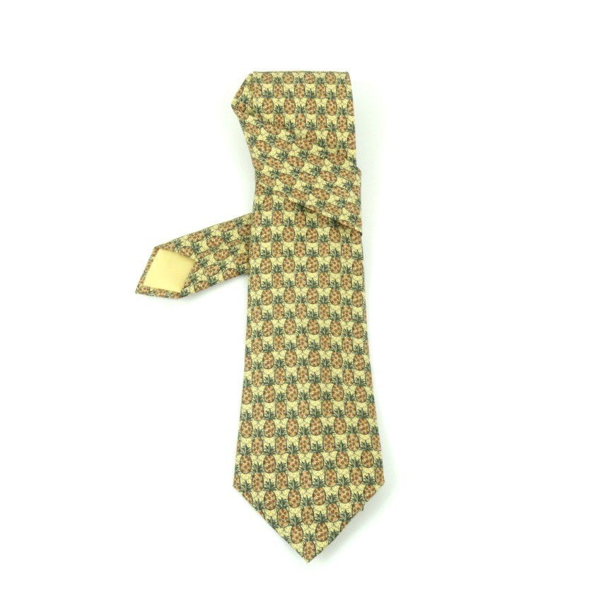 Cravatta Hermes gialla ananas