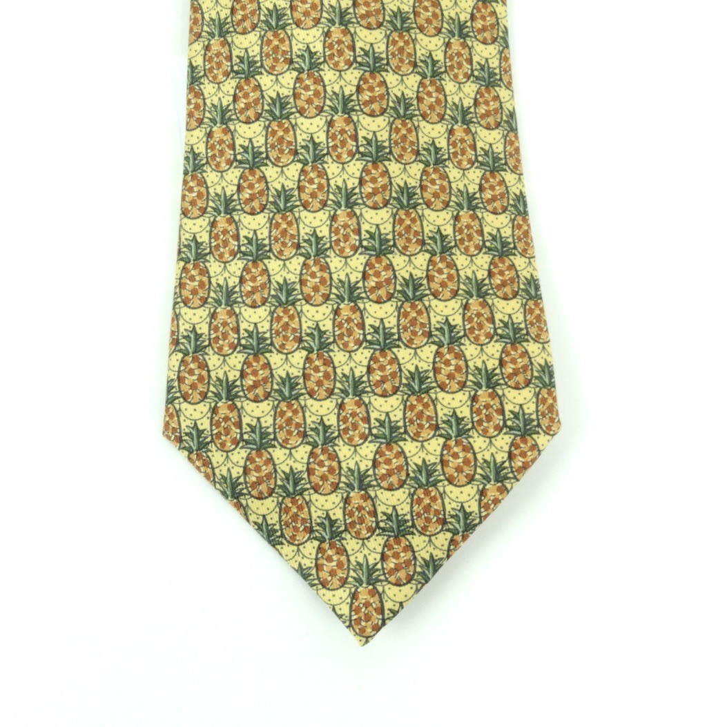 Cravatta Hermes gialla ananas