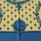 FOULARD CARRÈ HERMES STAMPA VELIERO FONDO GIALLO CHIARO E TURCHESE