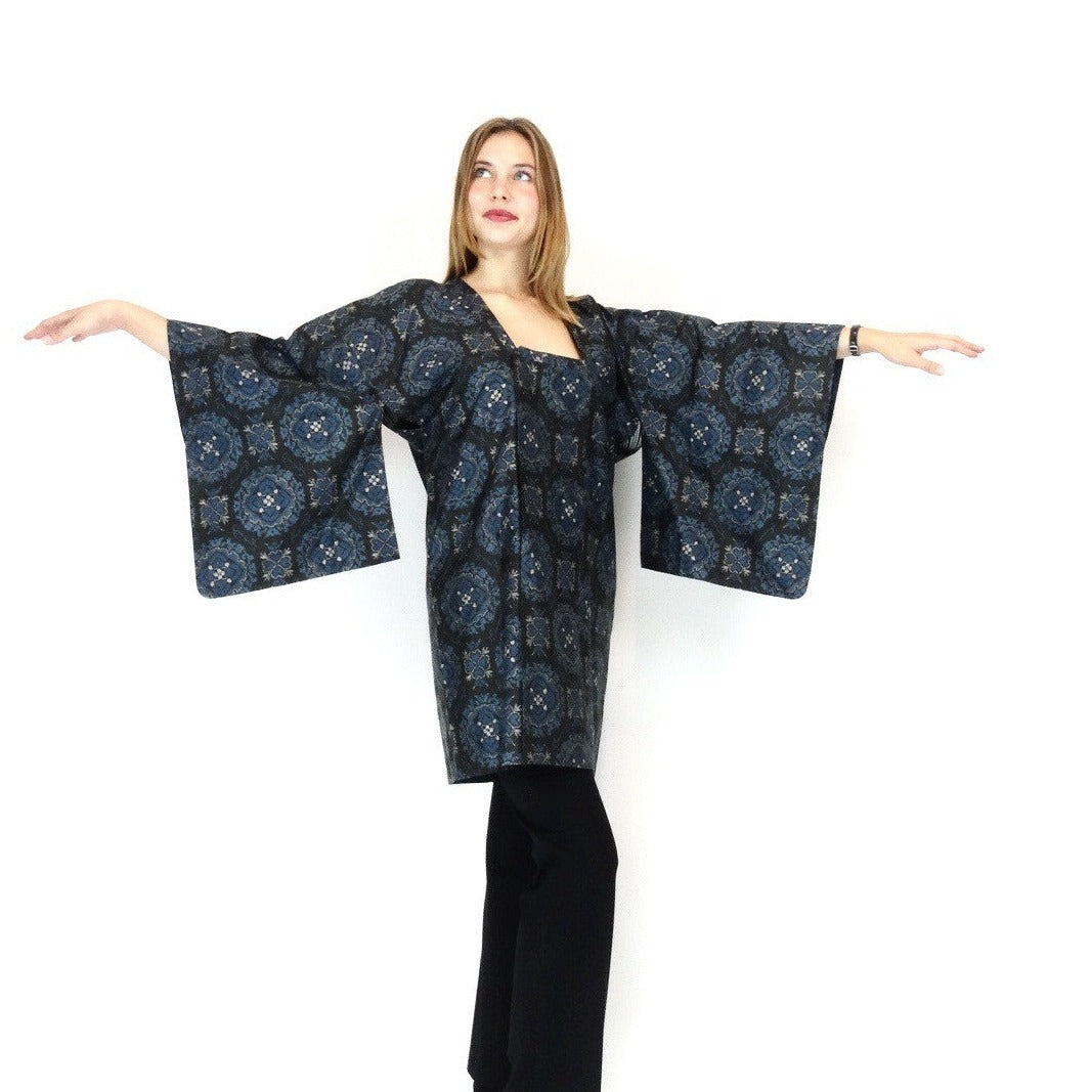 Kimono casacca fiori blu