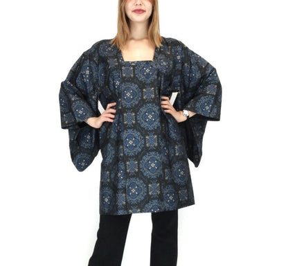 Kimono casacca fiori blu