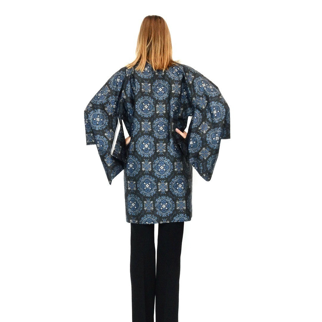 KIMONO casacca fiori blu