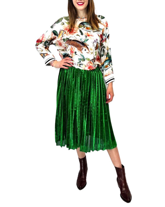 Shirtaporter Casacca fiori e pesci - Le Show Room Paris Gonna plissettata verde metalizzato