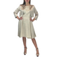 Completo Anita di Milano, abito damascato beige chiaro collo barchetta gonna godé con pence giacca bolero viscosa 